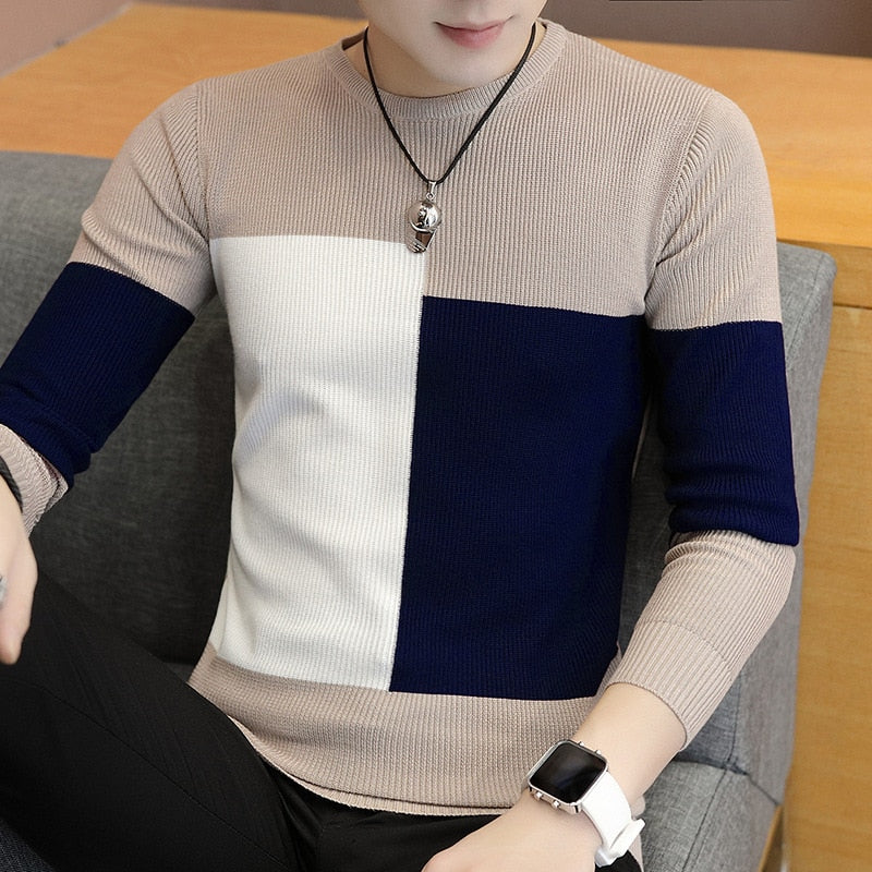 Warm Sweaters O-Neck Wool Sweater Men Knitted Pullover