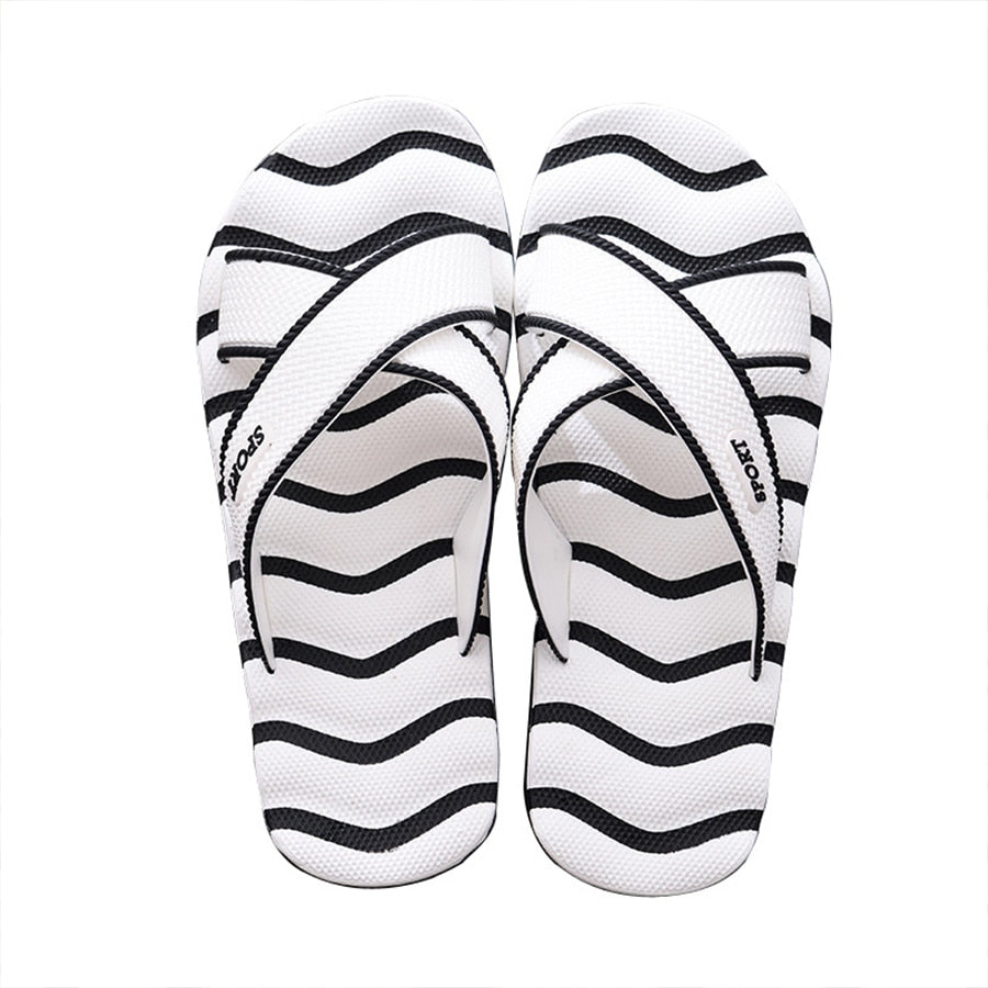 Beach Men Slippers Outdoor Wave Stripe Slippers Comfortable and Soft