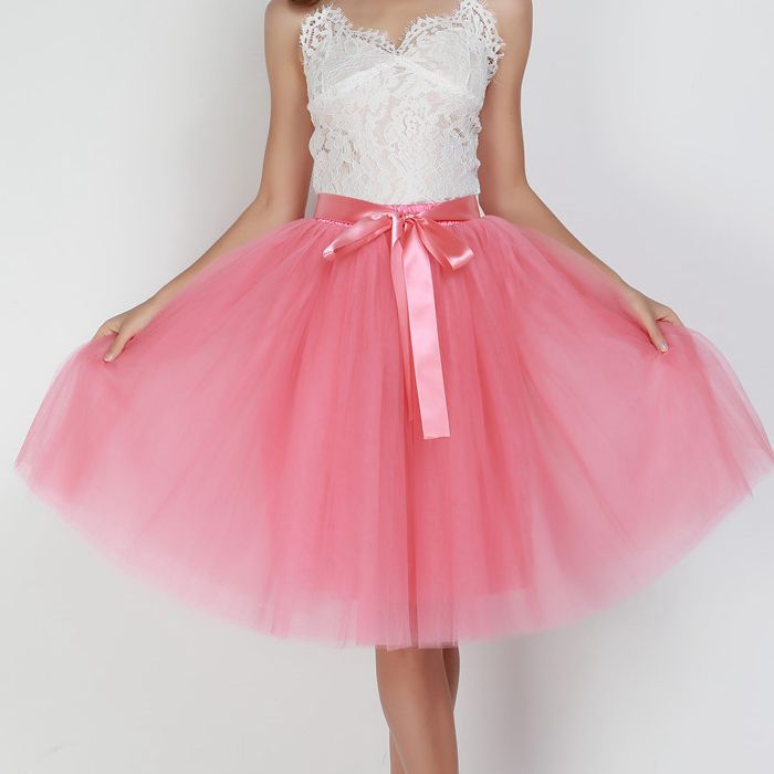 6Layers 65cm Fashion Tulle Skirt Pleated Tutu Skirts