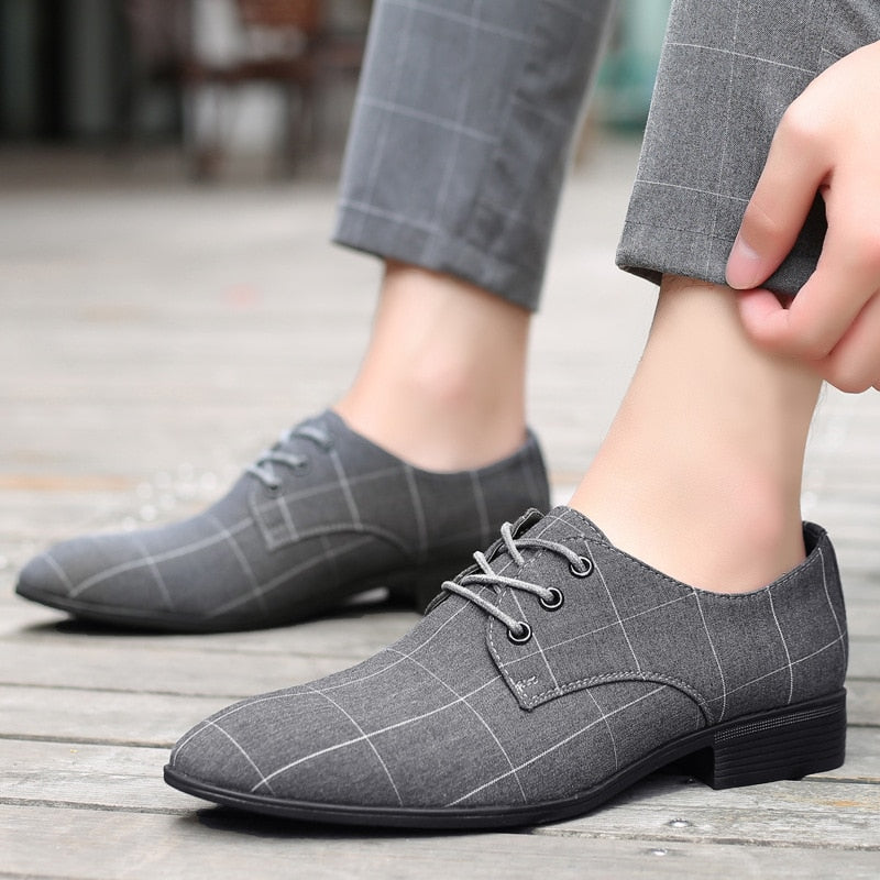 Men Classic Business Shoes Dress Shoes Pointed Toe Lace-Up Formal Shoes