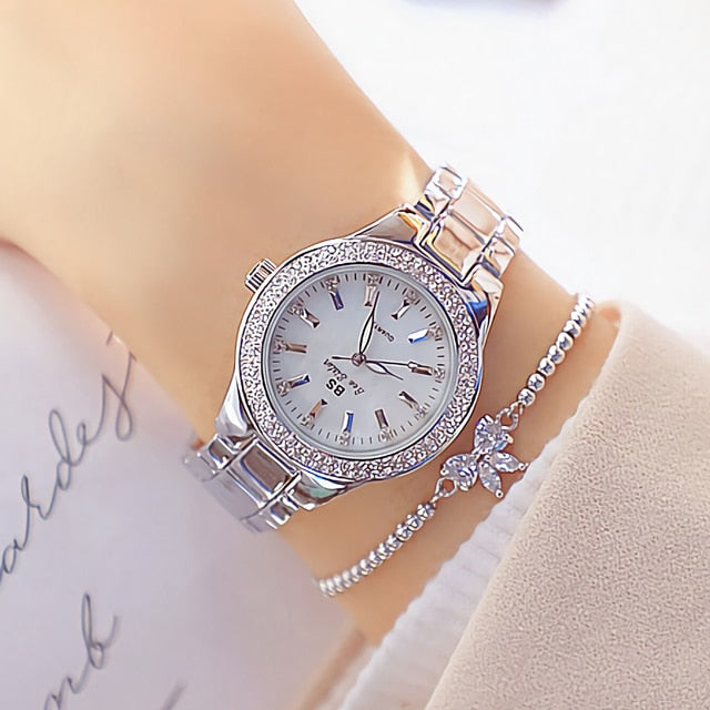 Ladies Wrist Watches Dress Gold Watch Crystal Diamond Watches Stainless Steel