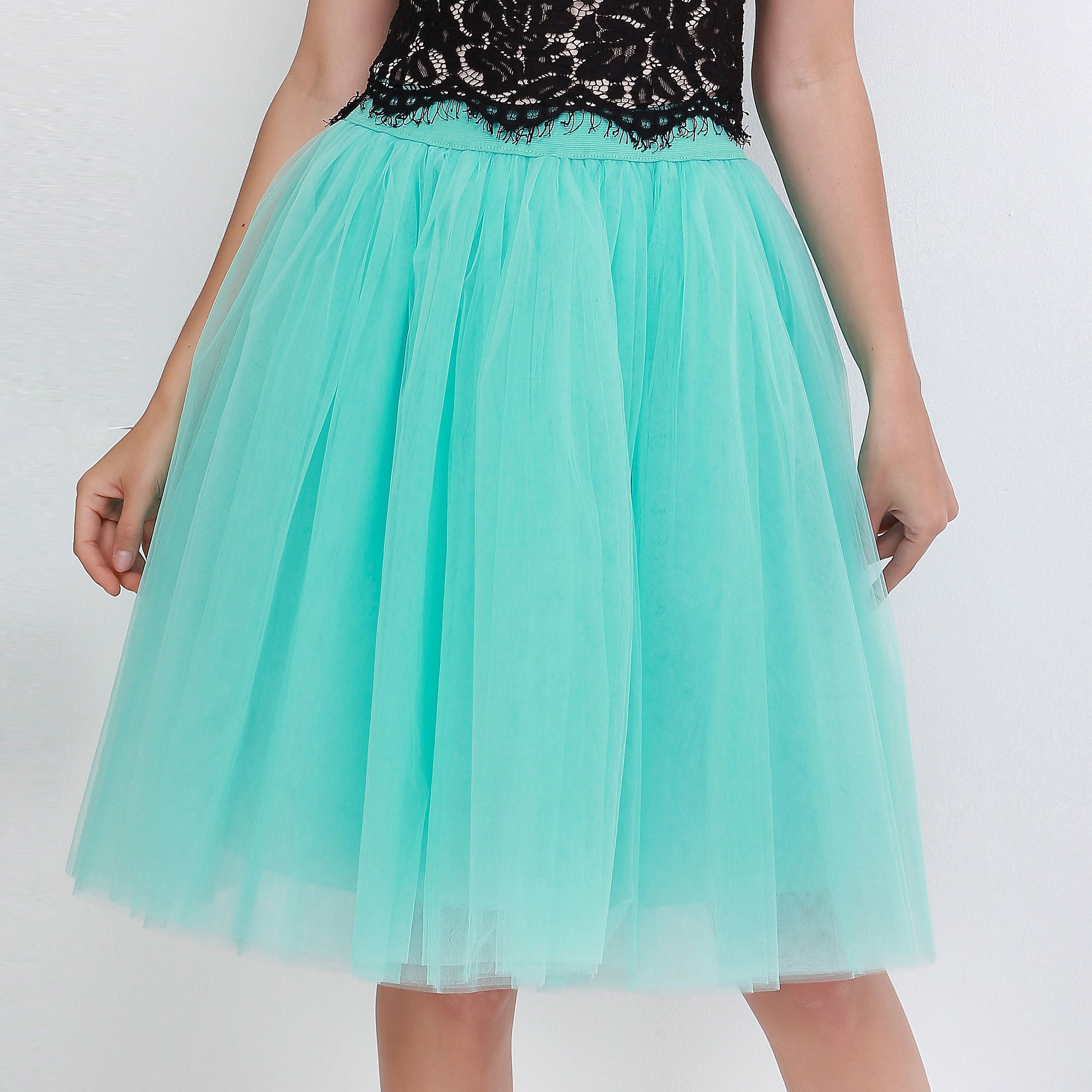 5 Layers Fashion Tulle Skirt Pleated TUTU Skirts Midi Skirt