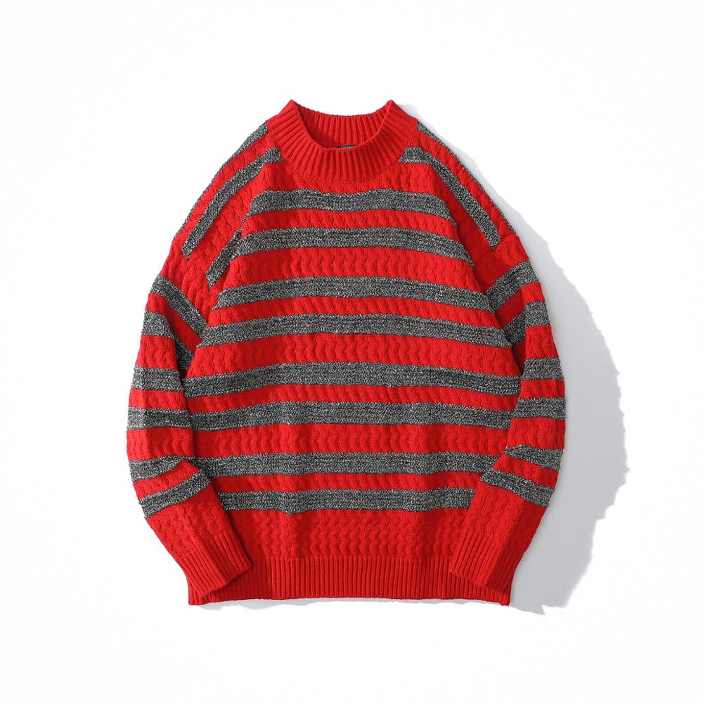 Striped Sweaters Washed Destroyed Ripped Sweater Hole Knit Jumpers Men Sweater