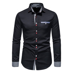 Plaid Formal Shirts Men Slim Long Sleeve Button Up Shirt Dress Business