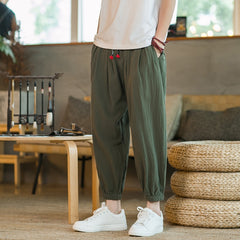 Pants Men Casual Joggers Pants Linen Sweatpants Ankle-length Trousers