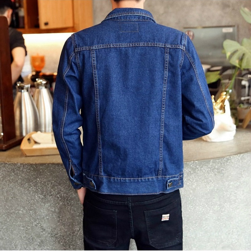 Mens Denim Jackets Slim Fit Jeans Jacket Outwear Coat Long Sleeve Hole