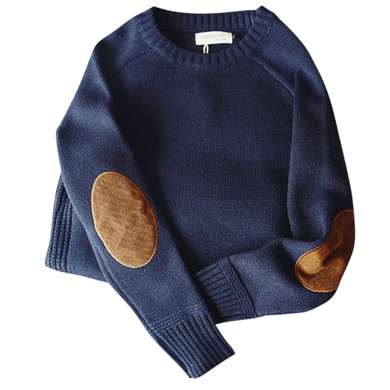 Men Pullover Sweater Casual Loose Thick O-Neck Wool Knitwear