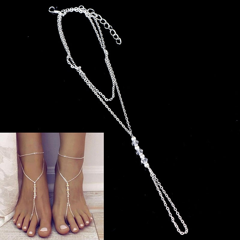 Fashion Pearl Ankle Bracelet Imitation Pearl Barefoot Sandal Anklet Chain