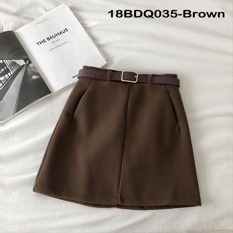 Mini A-Line Skirts Vintage Female Sashes High Waist Skirts