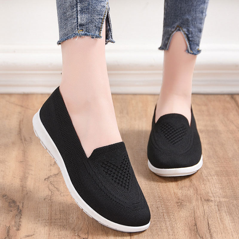 Autumn Women Loafers Flats Comfortable Knitted Cotton Slip-on