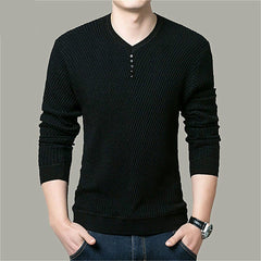 Pullover V Neck Men Sweater Casual Long Sleeve Wool Sweaters