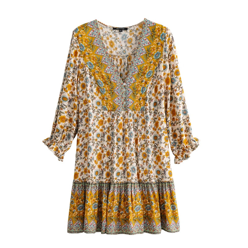 Bohemian Sundress Tassel Rayon Cotton Mini Dress