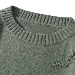 Sweater Hip Hop Men Pullovers Sweater Ripped Hole Wool Knitwear Tops