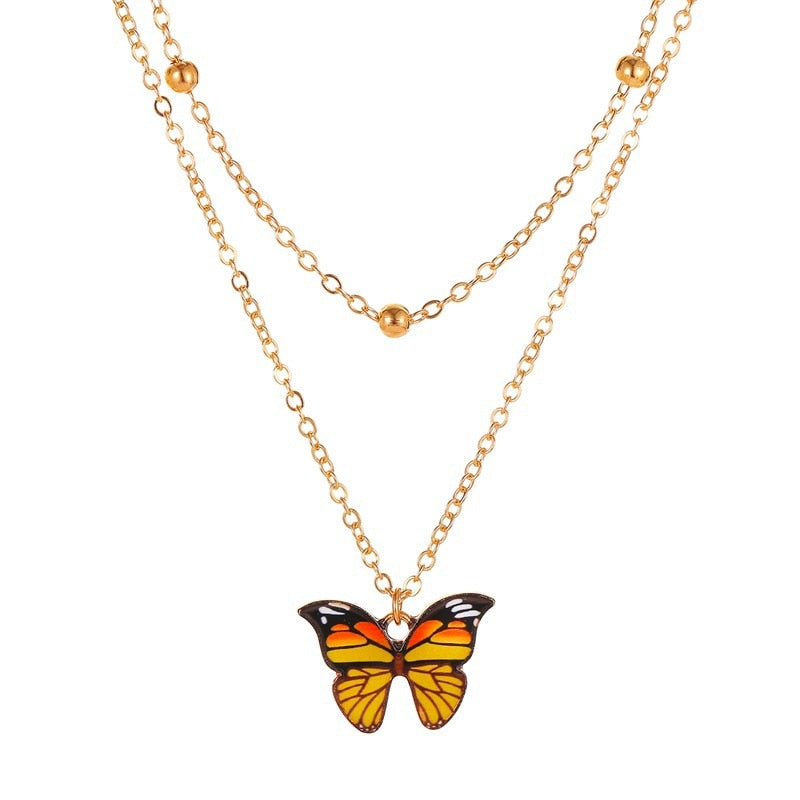 Vintage Multilayer Pendant Butterfly Necklace Boho Fashion