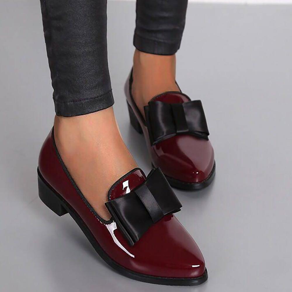 Spring Flats Women Shoes Bowtie Loafers Patent Leather Women