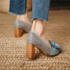 Mid-heel Workplace High-quality Bow Decoration Ladies High Heels