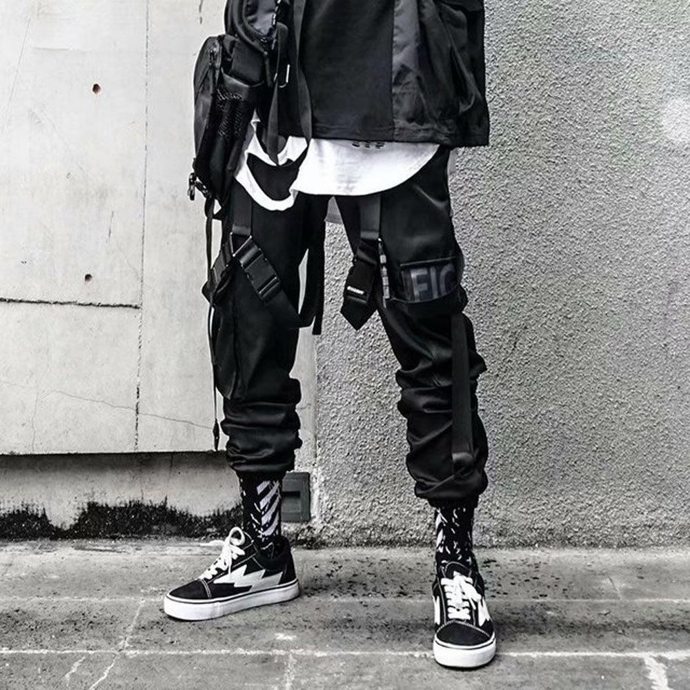 Joggers Cargo Pants Men Hip Hop Hit Color Pocket Trousers Pants