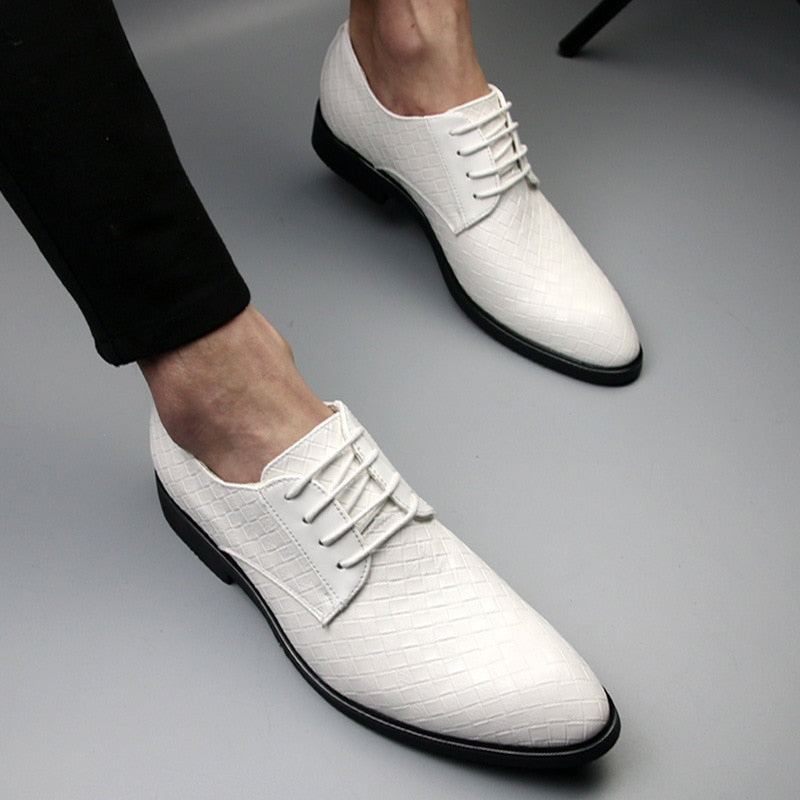 Formal Shoes Men Dress Business Shoes Geometric Oxfords Flats