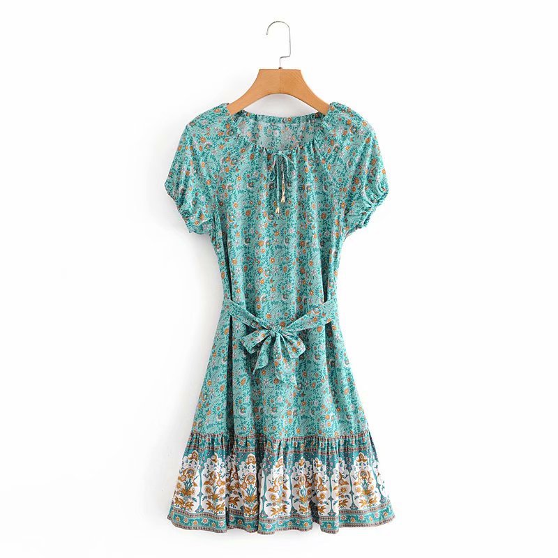 V-neck Long Flared Sleeves Dress Boho Hippie Chic Maxi Dress Vestidos