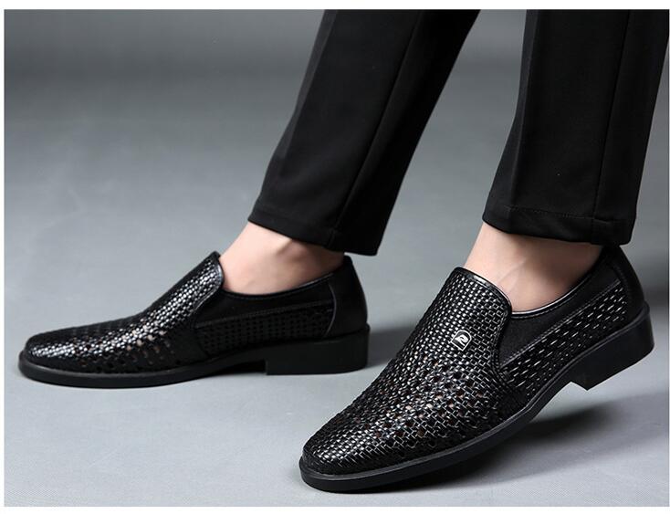 Men Loafers Shoes Hollow Breathable Casual Shoes Slip on Formal Dress Shoes