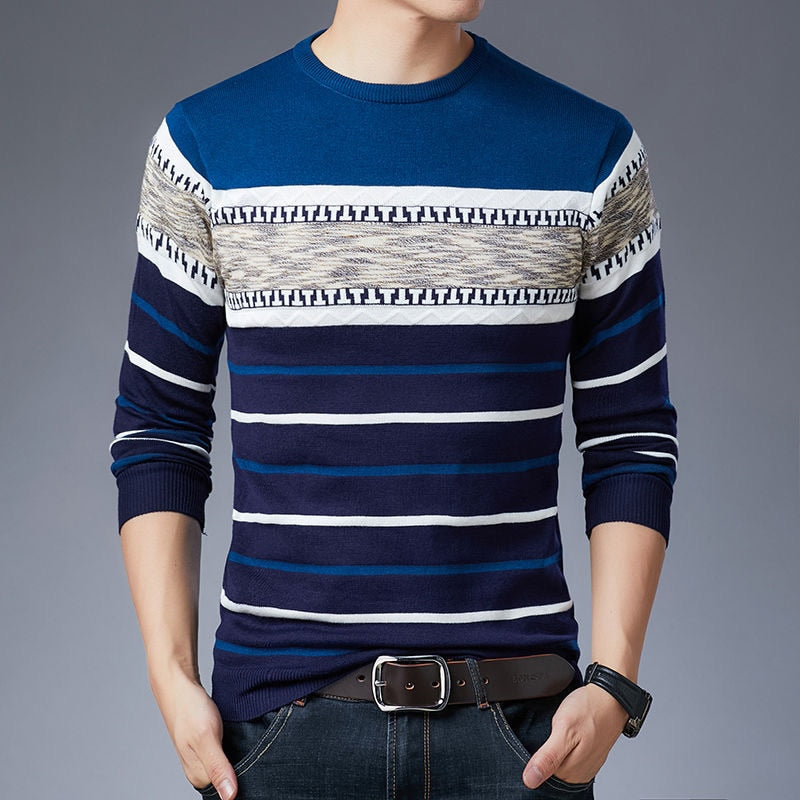 Men Sweater Knitted Pullover Classic Slim Bottoms Casual Fashion Sweaters