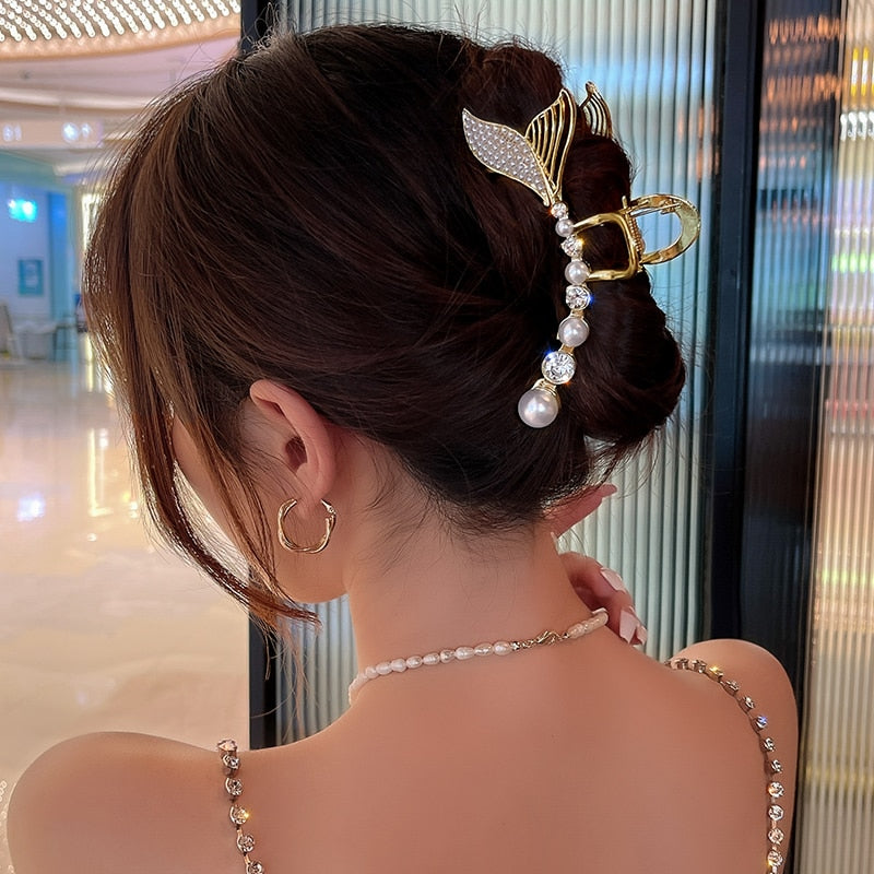 Korean Fashion Pearl Diamond Inlaid Hollow Hair Accessories