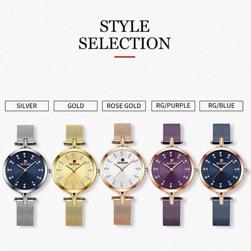 Women Wristwatch Fashion Luxury Quartz Watch Waterproof Stainless Steel