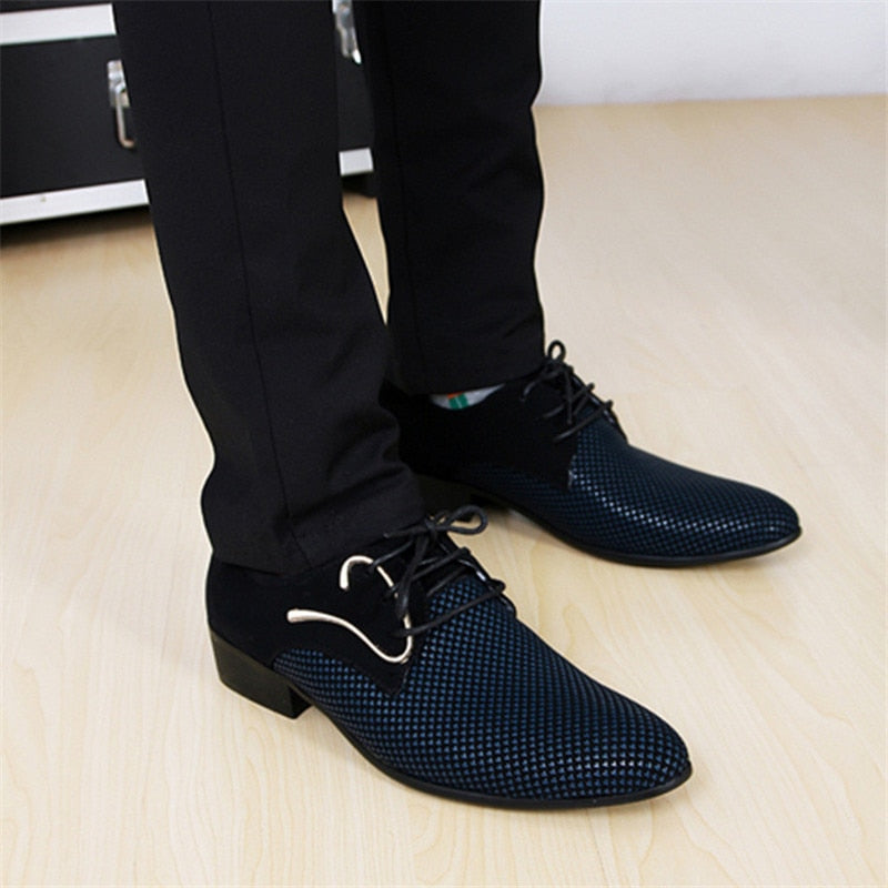 Shoes Men Business Dress Pointy Plaid Shoes Breathable Formal Basic Shoes loafers