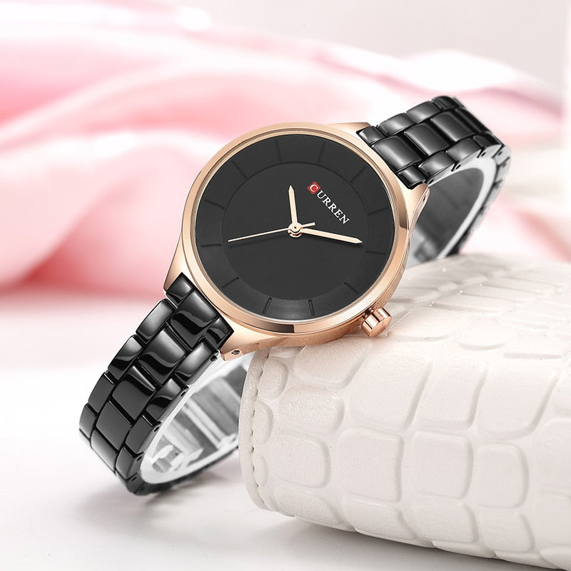 Fashion Ladies Stainless Steel Band Quartz Female Wrist Watch