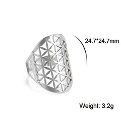 Geometric Flower of Life Ring Adjustable Stainless Steel Ring