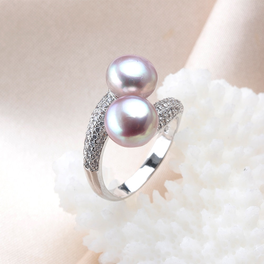 Double Pearl Adjustable Natural Freshwater Pearl Original Sterling Silver