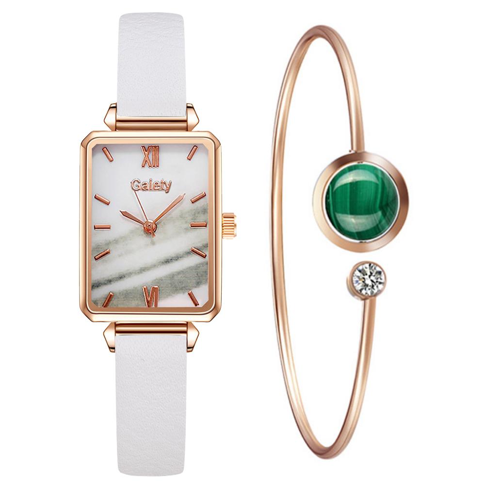 Women Watches Fashion Square Ladies Quartz Watch Bracelet Set