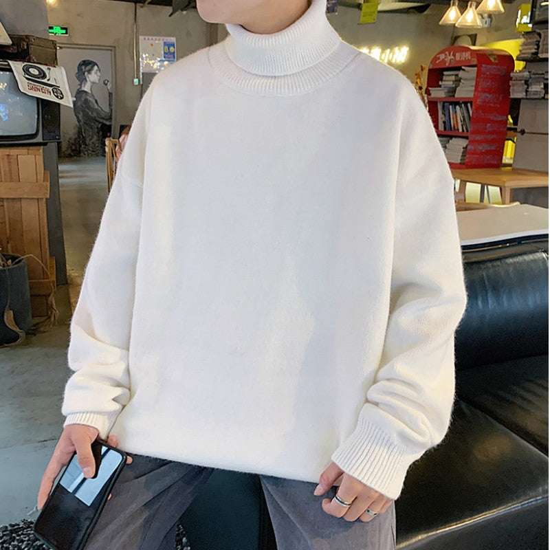 Knitted Warm Sweater Men Turtleneck Sweater Loose Bottoming Shirt Pullovers