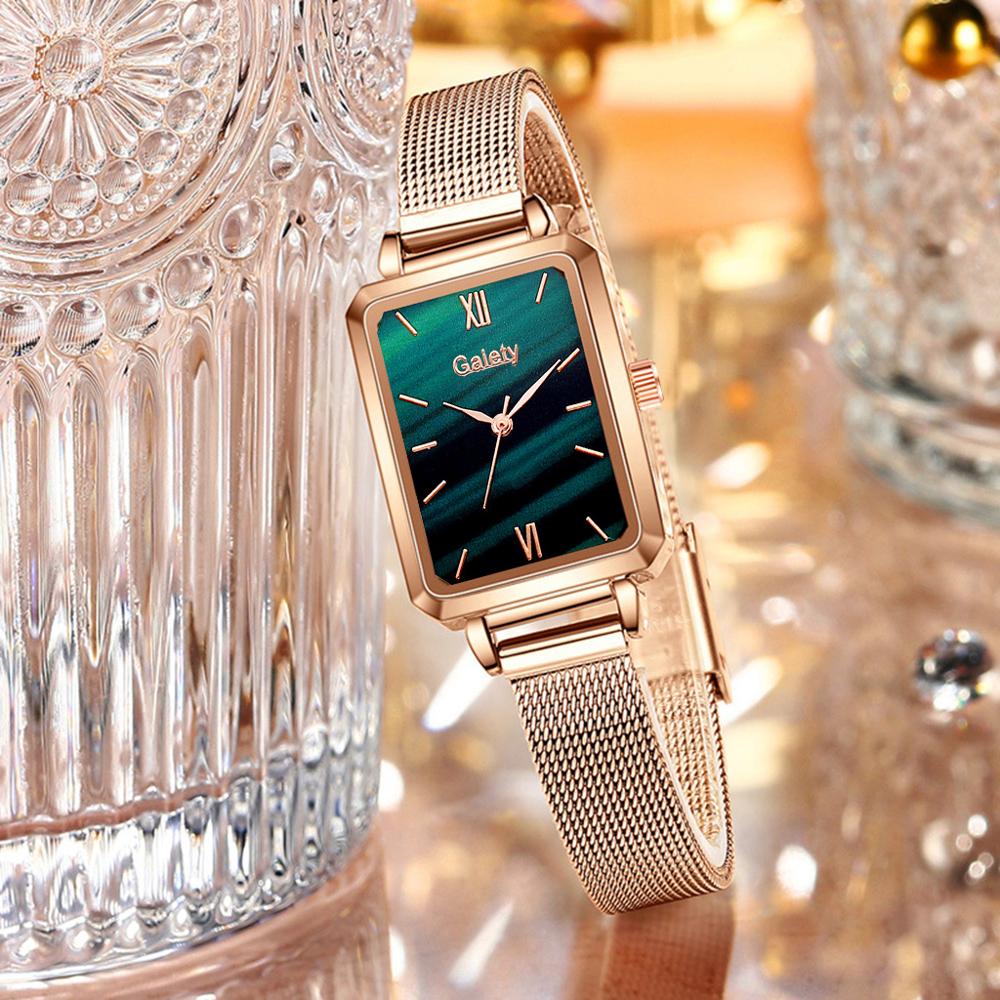 Women Watches Fashion Square Ladies Quartz Watch Bracelet Set