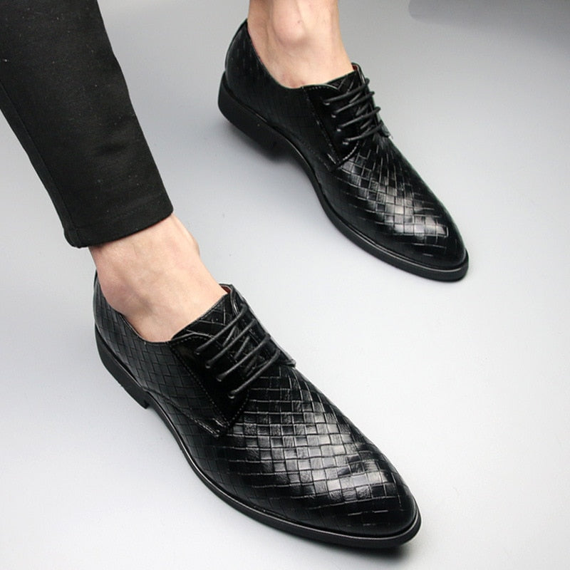 Formal Shoes Men Dress Business Shoes Geometric Oxfords Flats