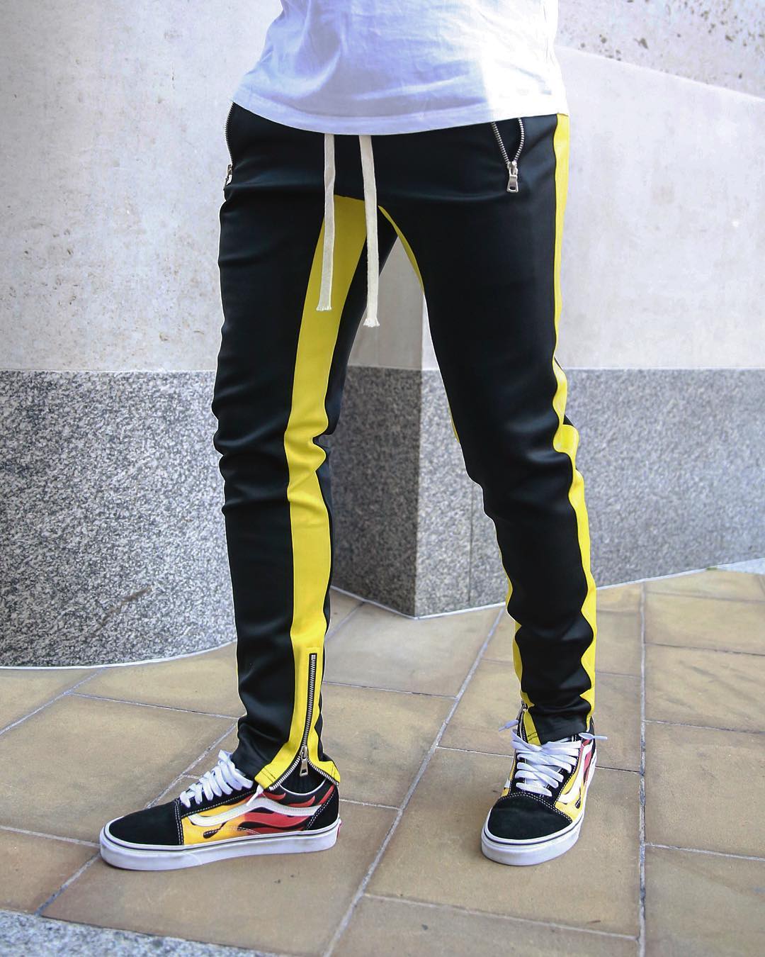 Mens Joggers Casual Pants Sports Zipper Drawstring Pants Trousers