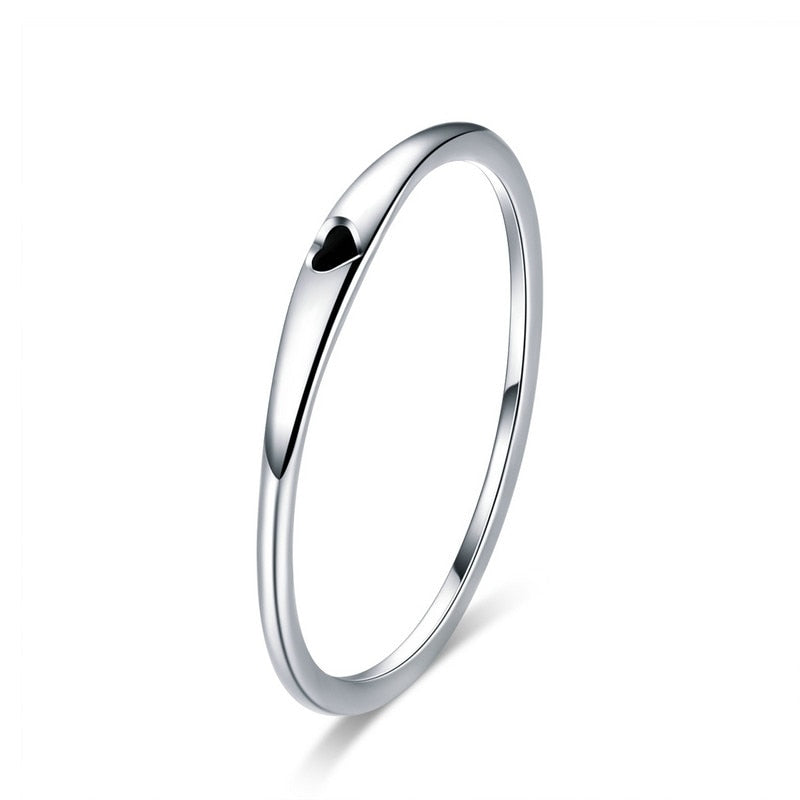 Simple Carve Heart Wedding Band Stackable Promise Ring