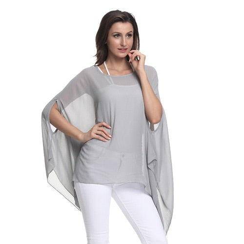 Women Blouses Chiffon Blouse Shirt Batwing Sleeve