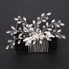 Silver Color Pearl Crystal Wedding Hair Combs Hair Accessories