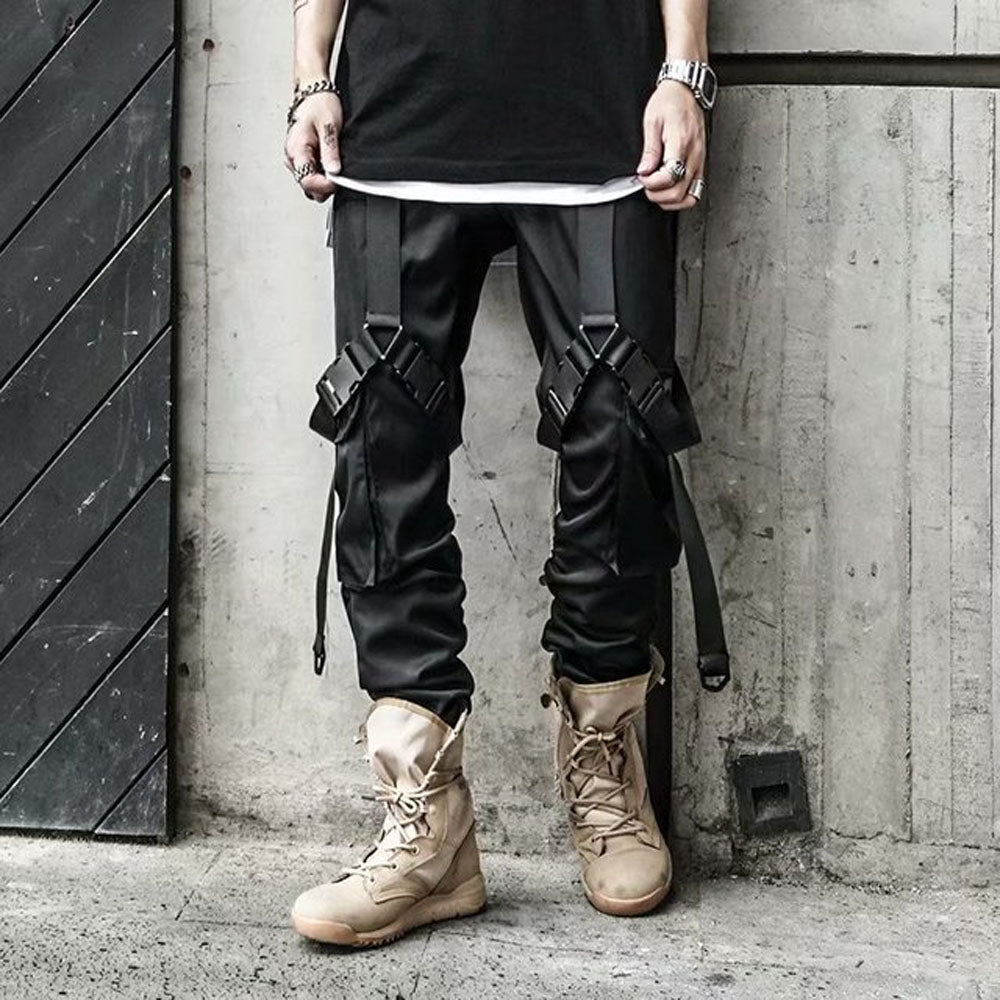 Joggers Cargo Pants Men Hip Hop Hit Color Pocket Trousers Pants