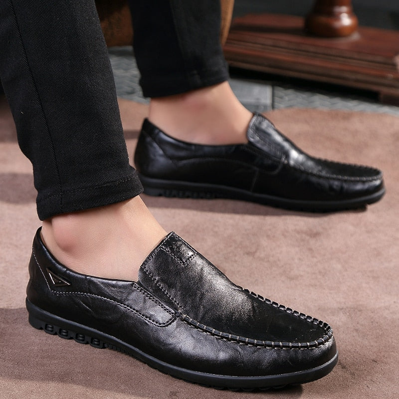 Men Casual Shoes Loafers Moccasins Breathable Slip on Black Driving Shoes