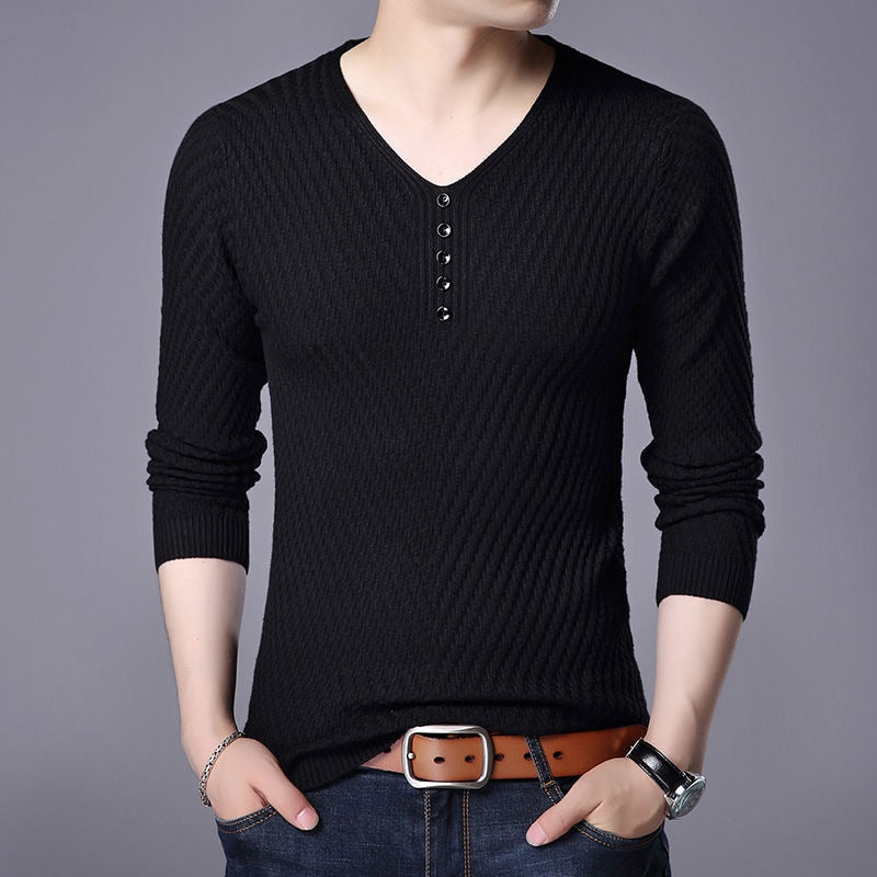 Men Sweater Knitted Pullover Classic Slim Bottoms Casual Fashion Sweaters