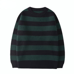 Striped Knitted Sweater Men Loose Sweaters Jumper Pullover Casual