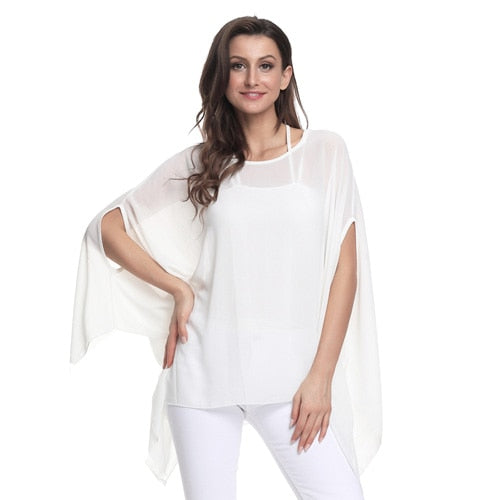 Women Blouses Chiffon Blouse Shirt Batwing Sleeve