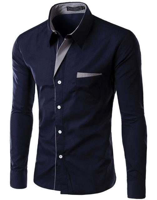 Long Sleeve Shirt Men Slim fit Design Formal Casual Dress Shirt