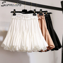 White Black Chiffon Summer Shorts Skirt Women