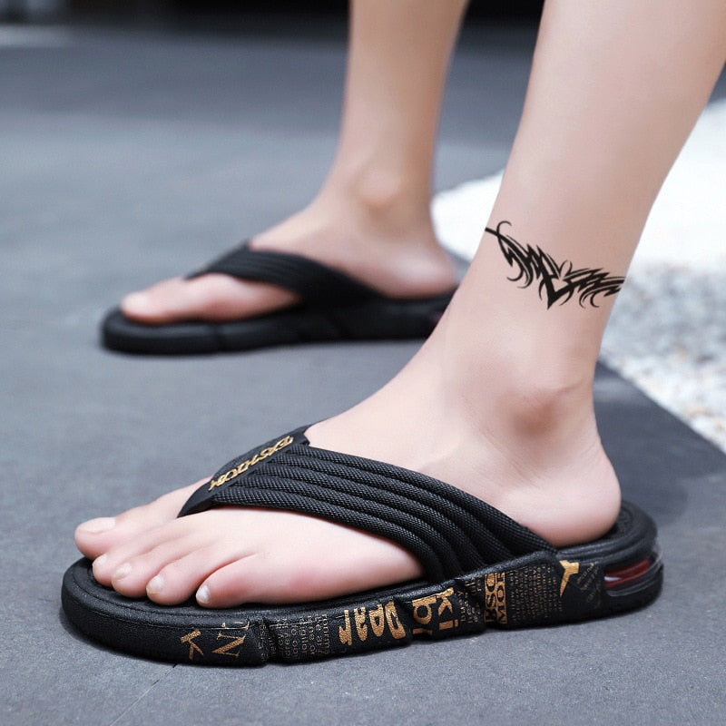 Slippers Men Rubber Sole Soft Flip Flops Beach Casual