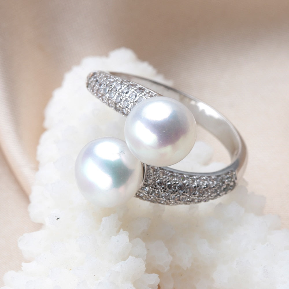 Double Pearl Adjustable Natural Freshwater Pearl Original Sterling Silver