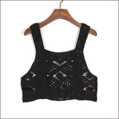 Crocheted Short Tank Tops Hollow Knit Vest Sling Short Top