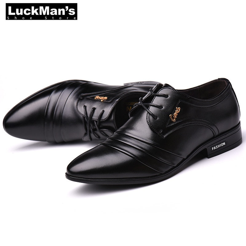 Shoes Men Business Dress Loafers Pointy Black Shoes Oxford Breathable Shoes